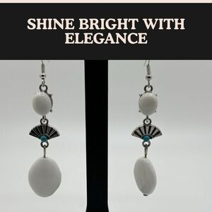 White Pearl and Silver Dangle Earrings
